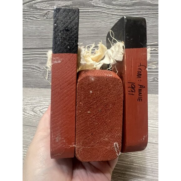 Primitive Wooden Santa Claus Handmade Vintage 1991 Chunky Unique Rustic 10” - Picture 6 of 8